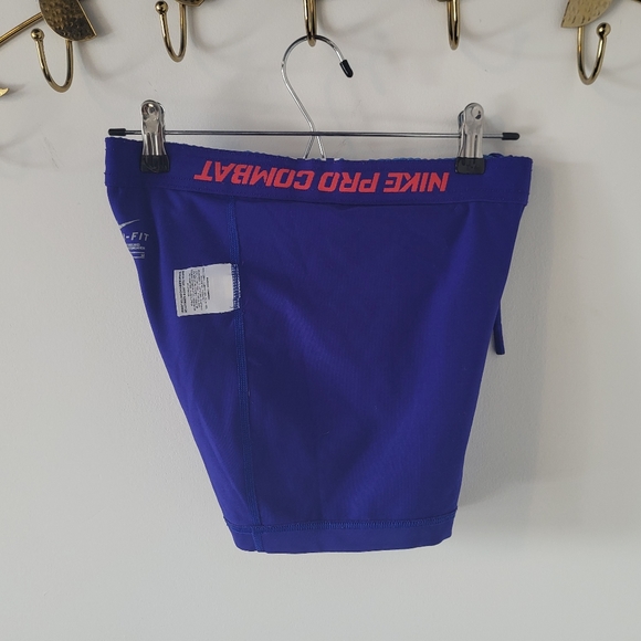 SOLD Nike Women's Pro Combat Dri Fit Running Shorts Lined Mesh Blue Medium - Picture 6 of 6